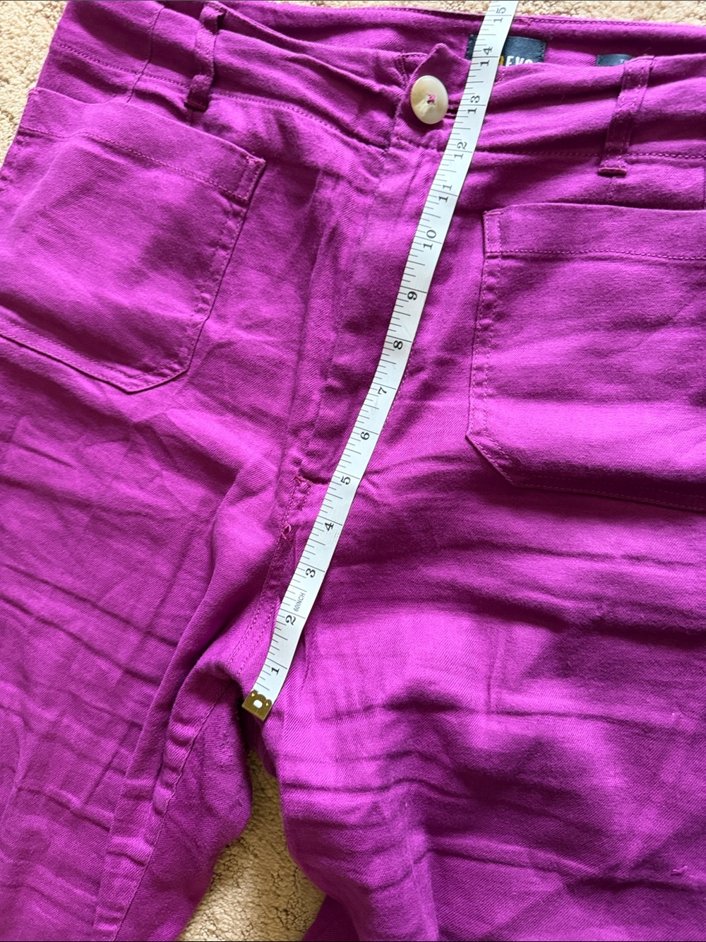 Maeve by Anthropologie Linen Cropped Colette Pants in fuchsia - Picture 4 of 8